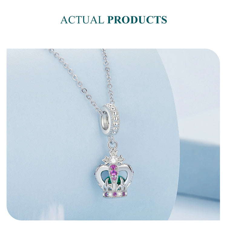 925 Sterling Silver United Regal Crown Sparkling Freehand Heart Blue Moon  Stars Necklace For Pandora Bead Charm DIY Jewelry - AliExpress